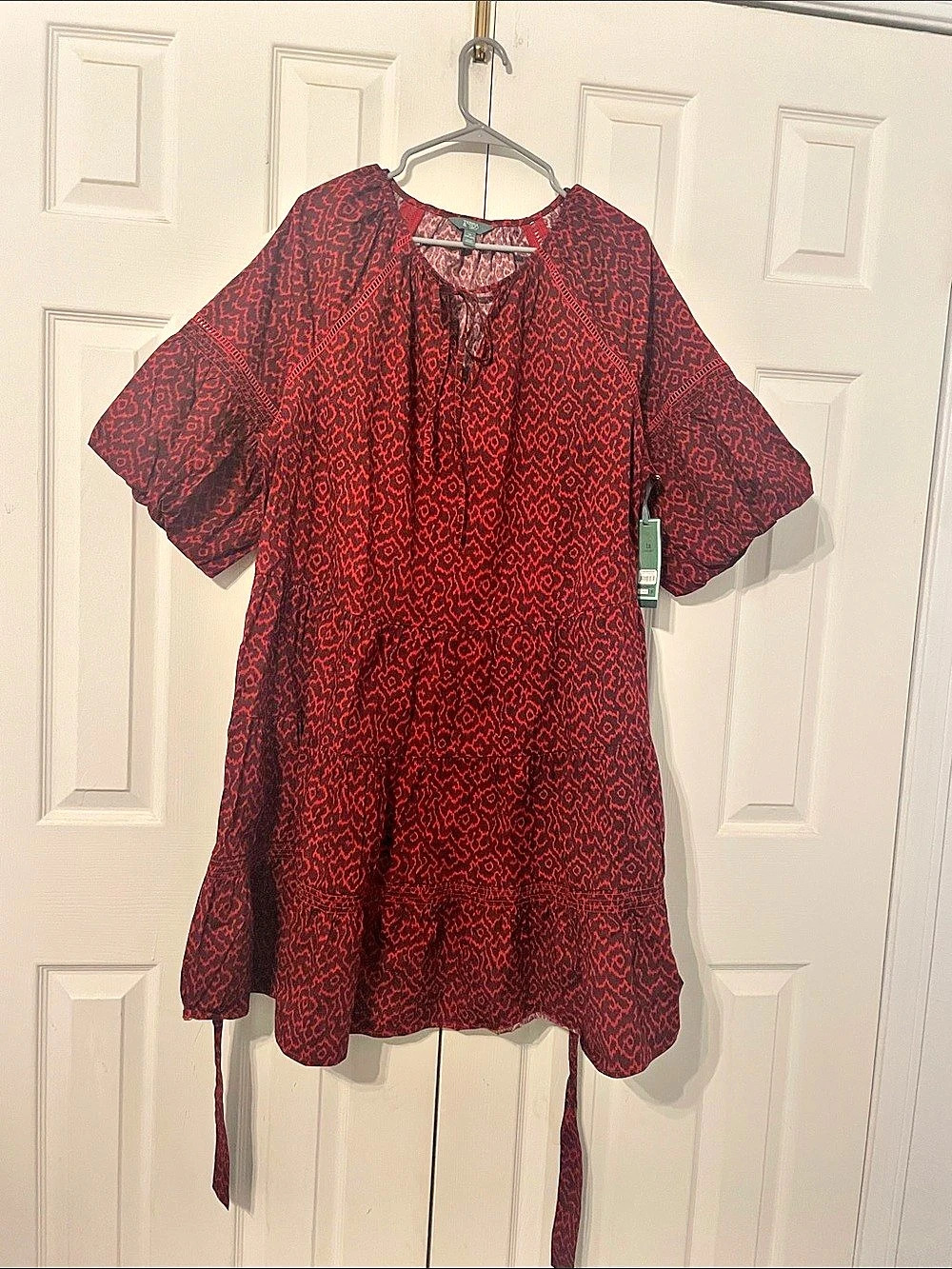 Terra Sky Red & Black Geometric Mini Dress Size 1X NWT